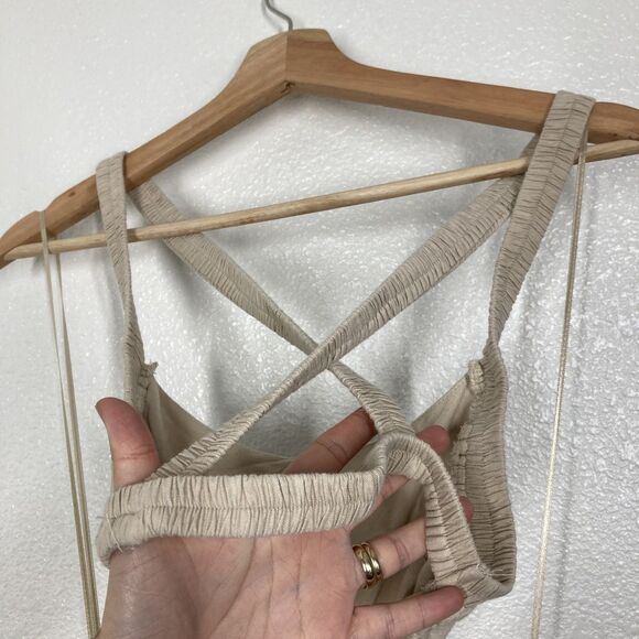 ASTR The Label Marise Jumpsuit Womens XS Beige Linen Blend Wide Leg Cut Out - Picture 14 of 16